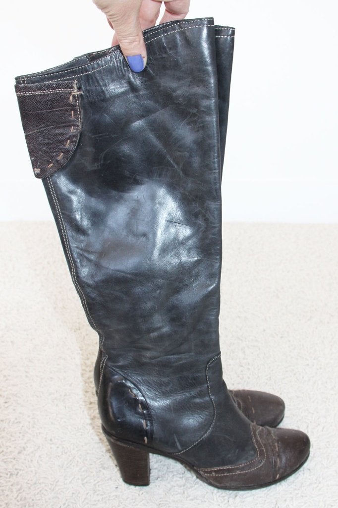 Schitterende Leren Omoda Laarzen - 30 (Maat 37) € 65,-, Hoge laarzen, Zwart, Omoda, Ophalen of Verzenden