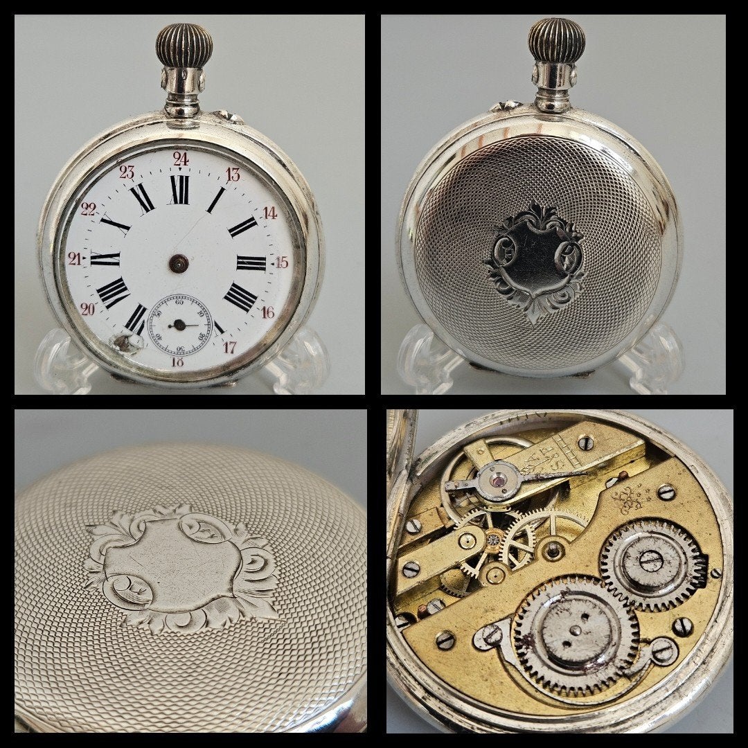 Antiek zilver,  heren zakhorloge met defecten, Ophalen of Verzenden, Zilver