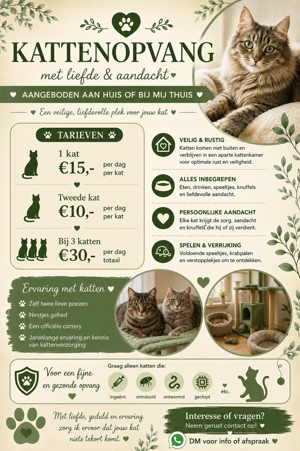 Opvang voor uw kat/kitten/poes