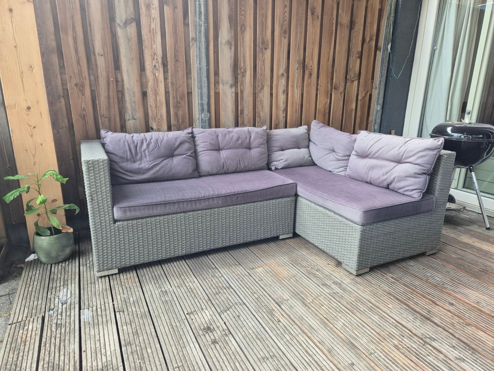 loungeset hoekbank wicker tuinbank, Ophalen of Verzenden, Zo goed als nieuw, Wicker, Bank