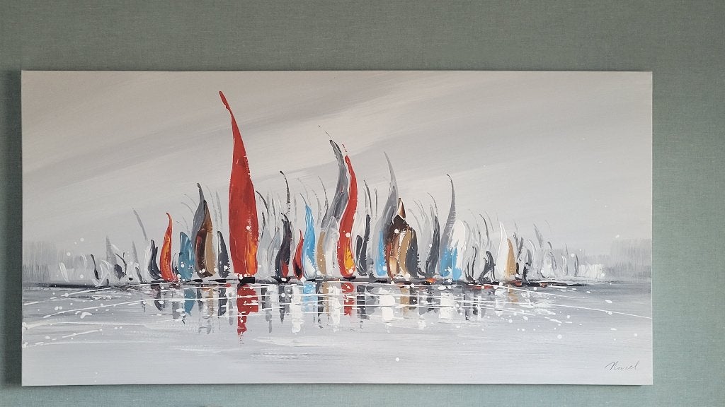schilderij zeilboten, Antiek en Kunst, Ophalen