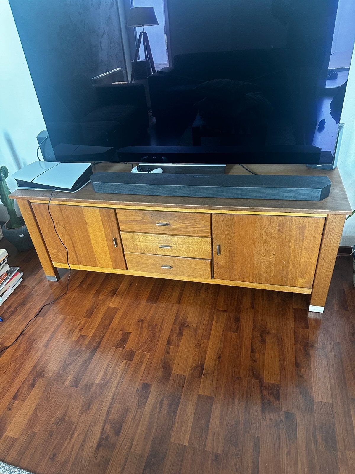 Houten dressoir met lades en deuren, Ophalen, Gebruikt, 150 tot 200 cm, Met lade(s)