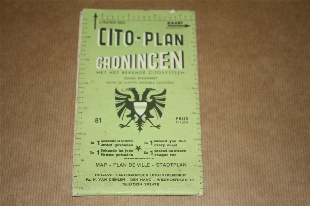 Oude kaart - Cito-Plan Groningen - Circa 1950, Boeken, Atlassen en Landkaarten, Gelezen, Ophalen of Verzenden, Landkaart, 1800 tot 2000