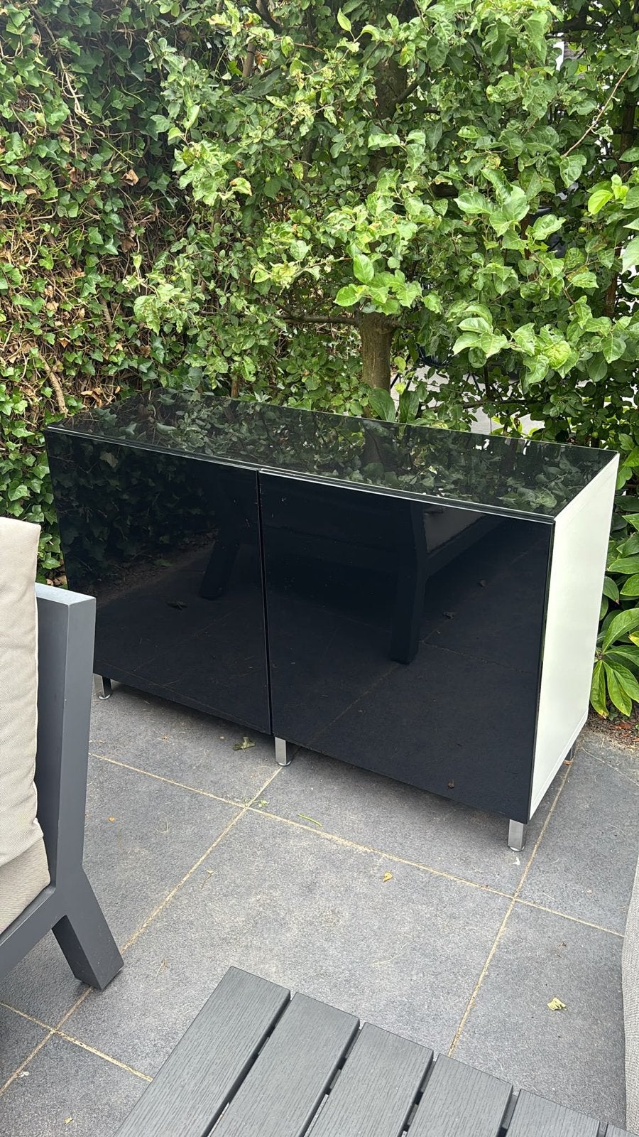Modern dressoir zwart met wit - 125x75x40 cm, Ophalen, Overige materialen, Gebruikt, 100 tot 150 cm