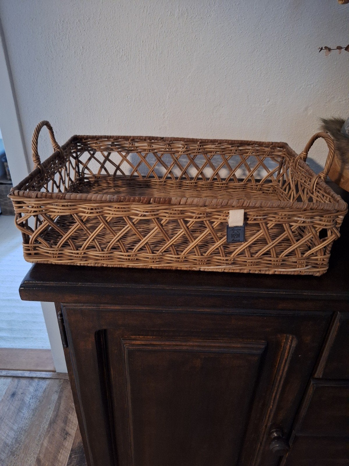 Riviera maison groot dienblad/mand, Ophalen, Zo goed als nieuw, Rond, Riet