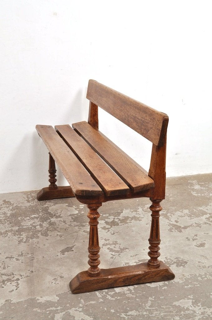 Antieke eiken massieve bank schoolbank 120 cm 1900, Ophalen of Verzenden