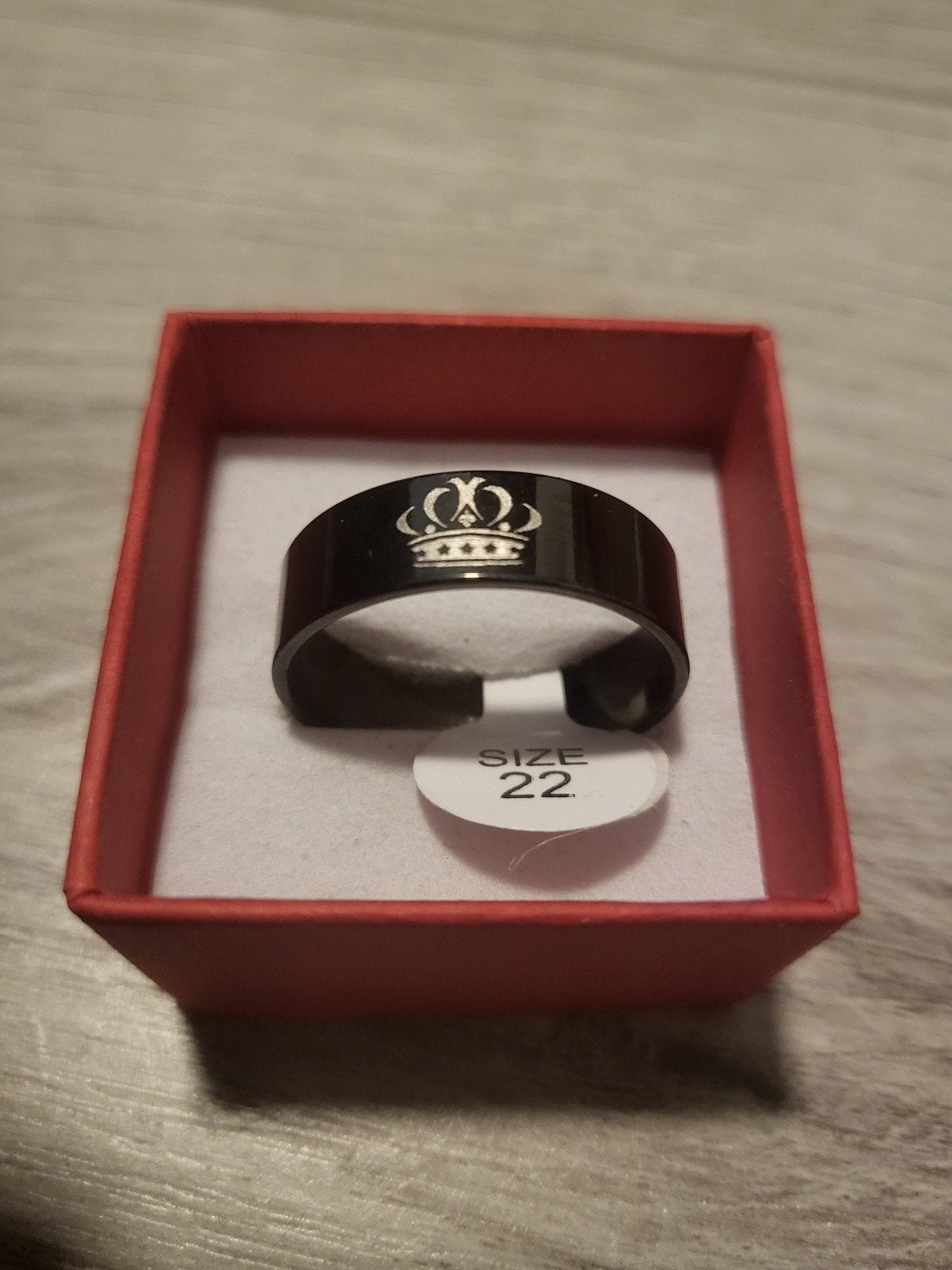 Nieuwe Zwarte Ring met Kroon - Maat 22, Sieraden, Tassen en Uiterlijk, Ringen, 20 of groter, IJzer of Staal, Zwart, Nieuw