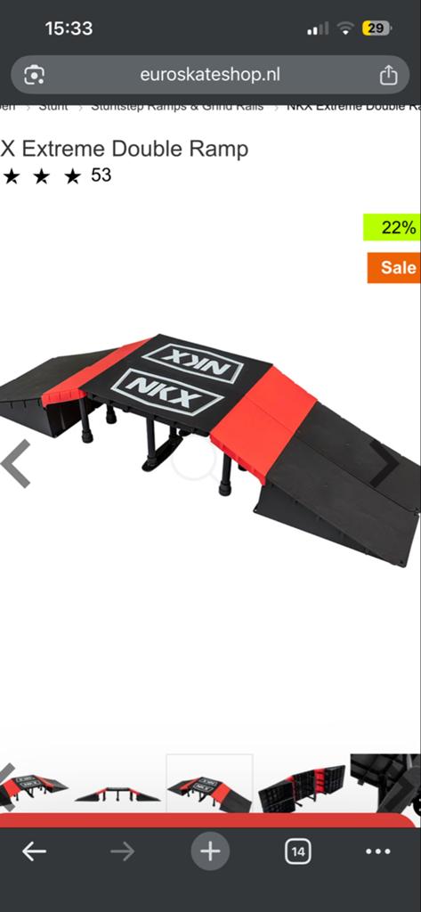 NKX Extreme Double Ramp - Skate opstakel, Sport en Fitness, Skateboarden, Ophalen of Verzenden, Zo goed als nieuw, Overige typen