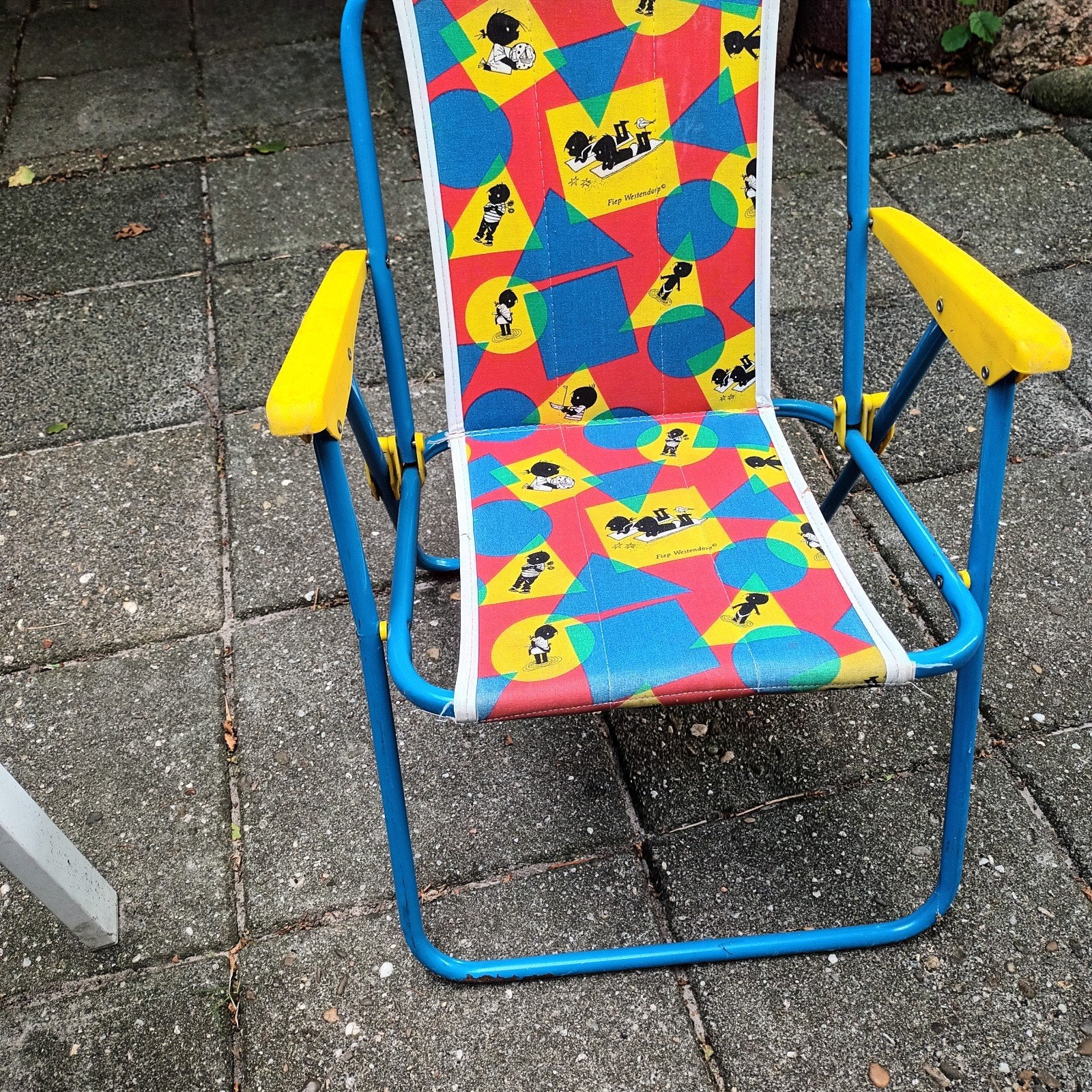 Vintage kinderstoel met vrolijke print van Jip en Janneke ., Ophalen, Gebruikt, Stoel
