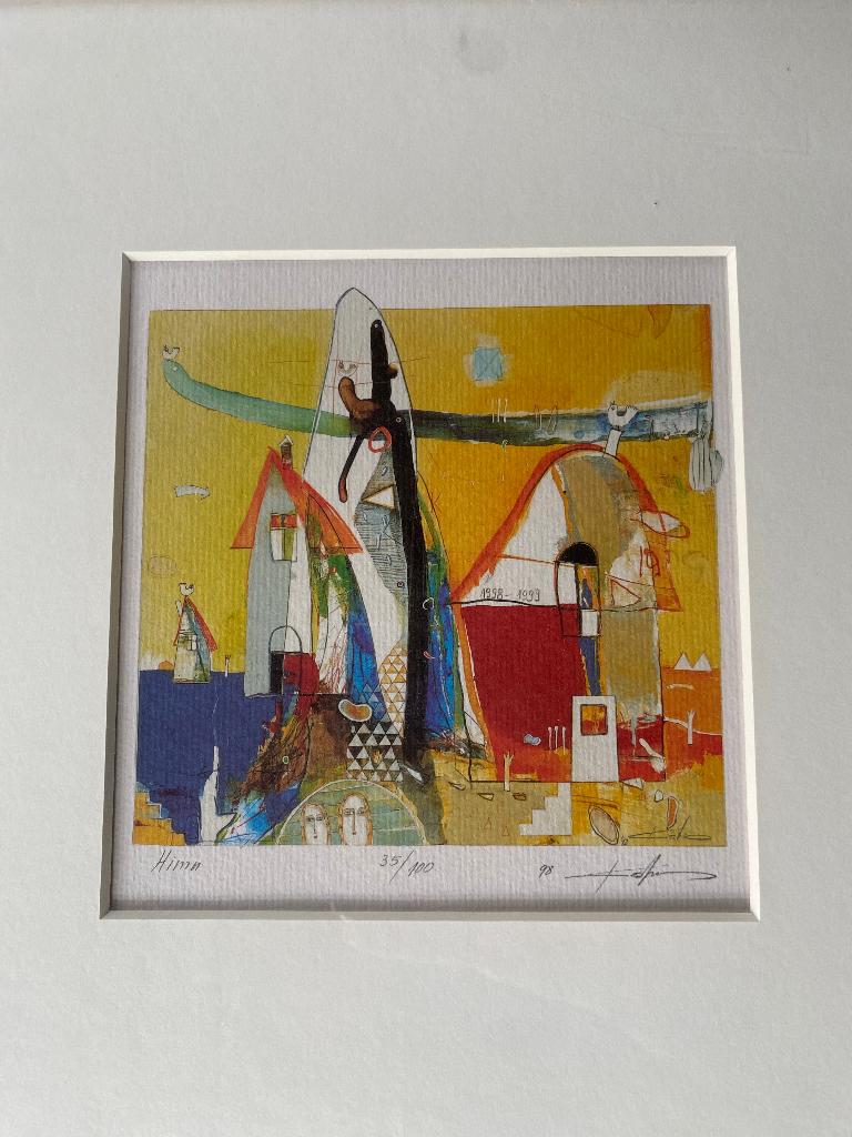 Prachtige Ingelijste Zeefdruk "Himn" – Kantcho Kanev (1998), Ophalen of Verzenden