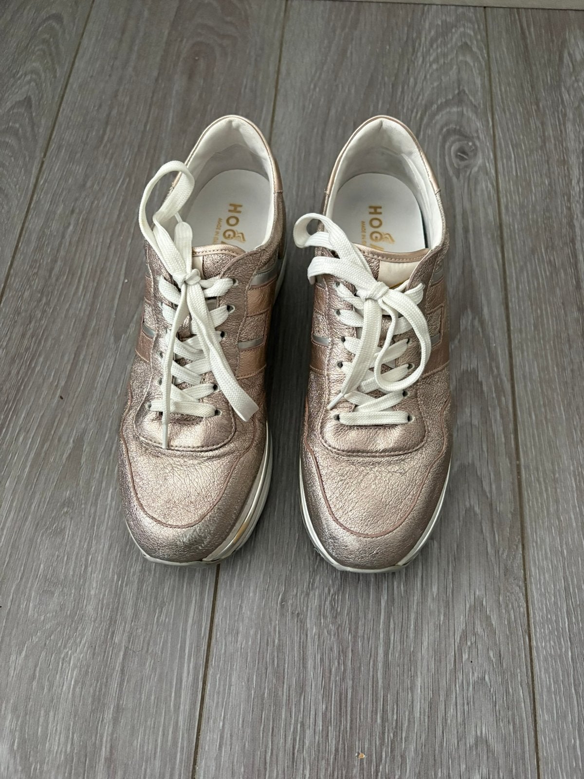 Hogans maat 39,5 kleur metallic champagne-roze, Ophalen of Verzenden, Zo goed als nieuw, Roze, Sneakers of Gympen