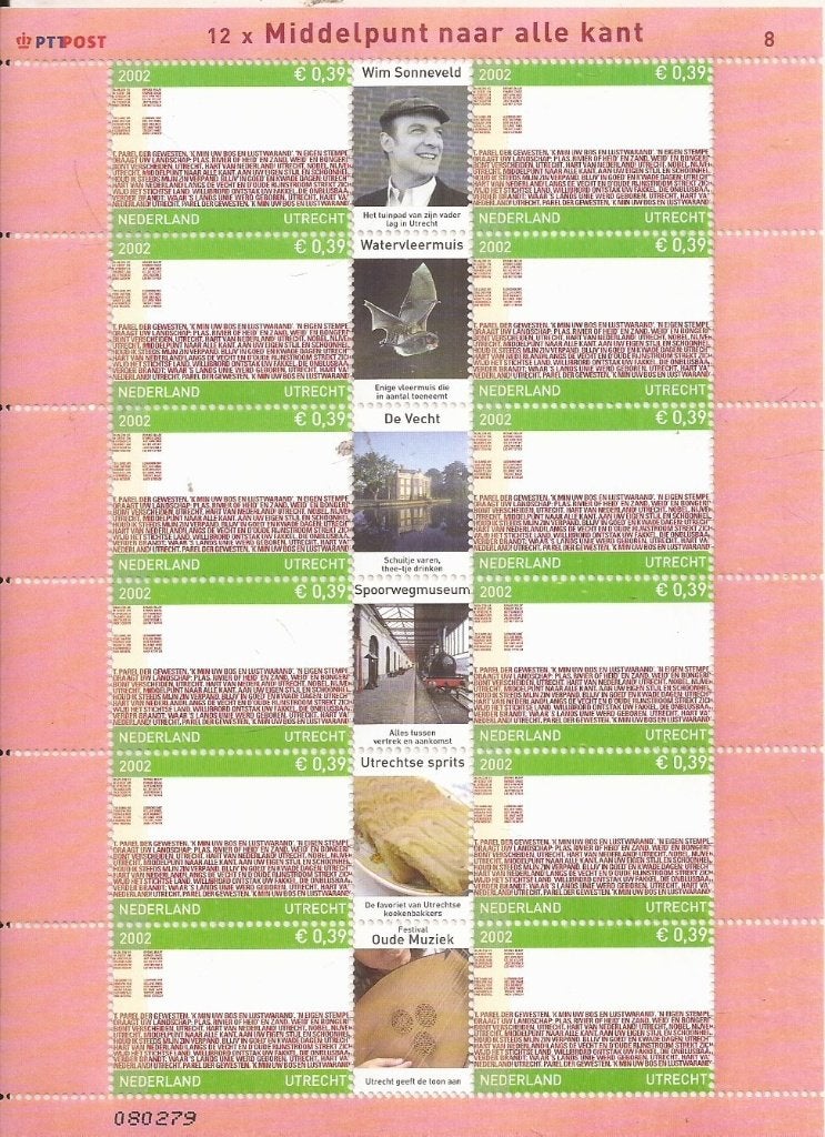 Nederland 2002 Provincievel 8 Utrecht Middelpunt naar alle k, Postzegels en Munten, Ophalen of Verzenden, Na 1940, Postfris