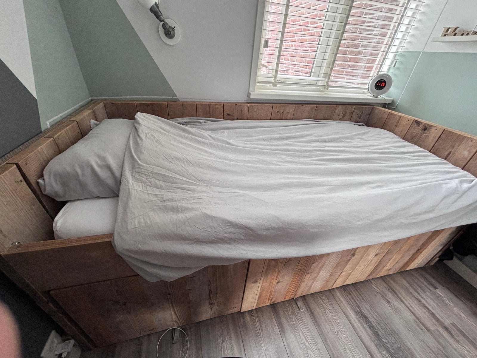 Kajuitbed steigerhout, 90x200, zeer stevig, Ophalen, 90 cm, Eenpersoons, Steigerhout
