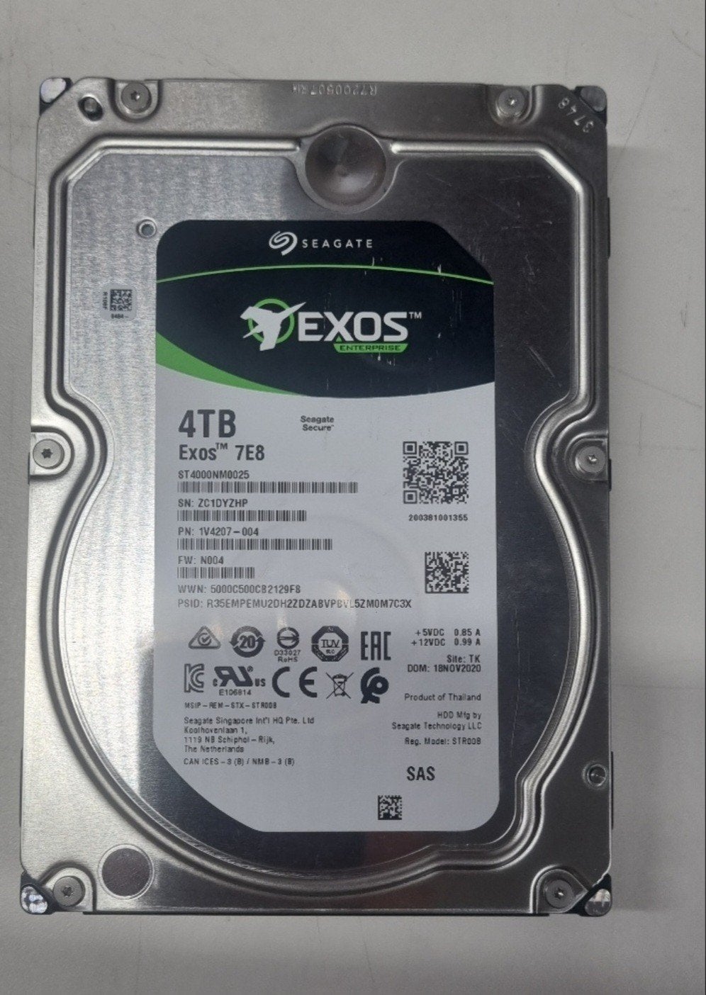 Seagate Exos 7E8 4TB 3.5" SAS Enterprise HDD (ST4000NM0025), Computers en Software, Harde schijven, Ophalen, 4 TB, SAS