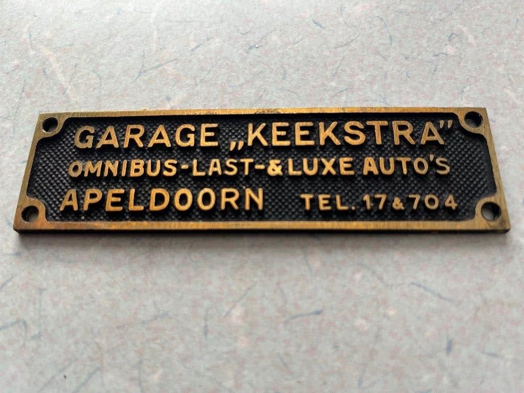 Apeldoorn garage Keekstra antiek plaatje old stock, Ophalen of Verzenden, Zo goed als nieuw, Reclamebord