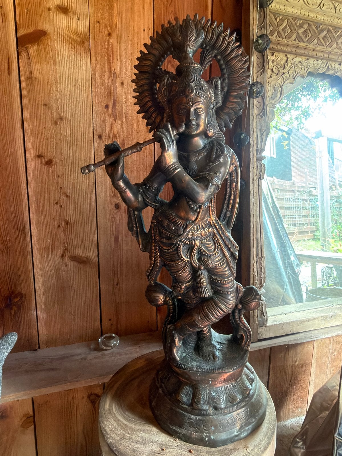 Prachtig Bronzen Krishna Beeld - Begin 20e Eeuw, 85 cm, Ophalen of Verzenden, Overige materialen, 85 cm