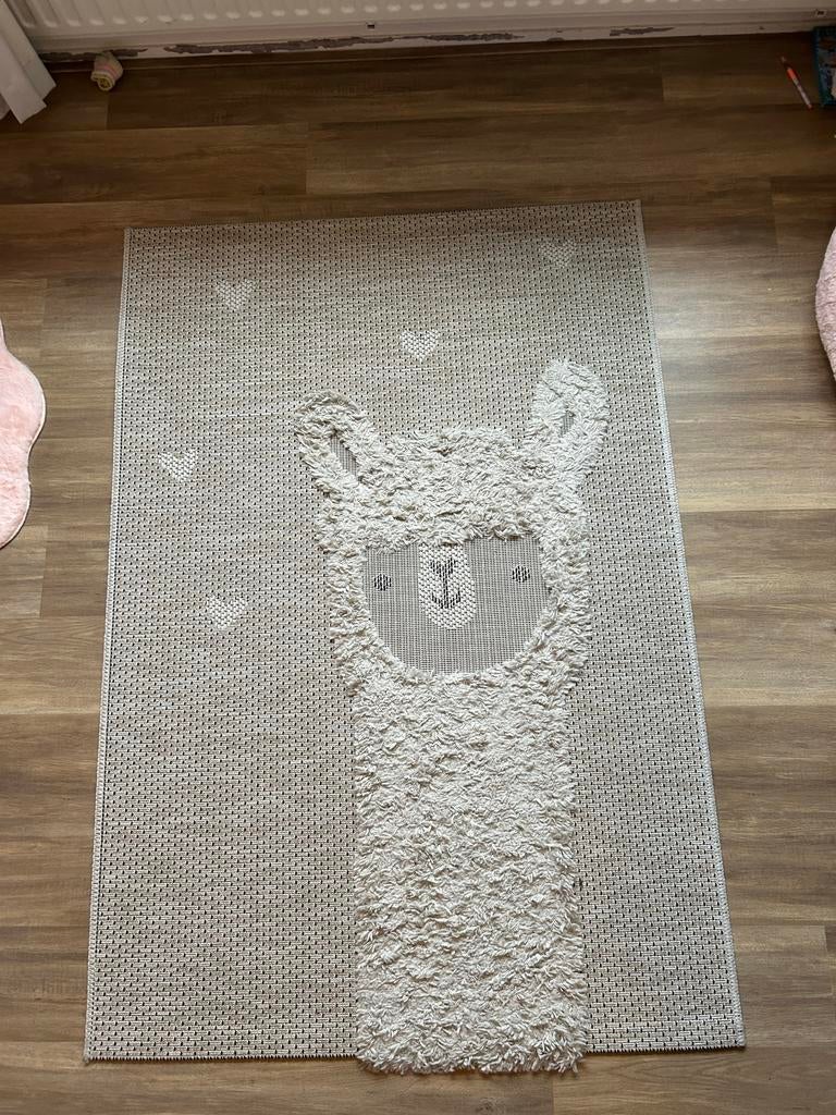 Leuk vloerkleed lama 116x170 cm - Zo goed als nieuw, Ophalen, 100 tot 150 cm, Beige, Zo goed als nieuw