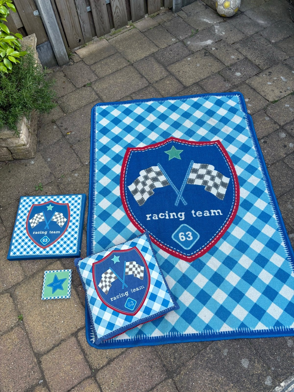 Racing Team Vloerkleed, Kussen & Wanddecoratie Set, Ophalen, Gebruikt, Kleed of Kussen