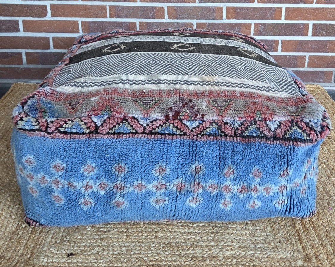 Unieke Marokkaanse Poef - Handgemaakt en Kleurrijk, Ophalen of Verzenden, Gebruikt, Vierkant, Minder dan 50 cm