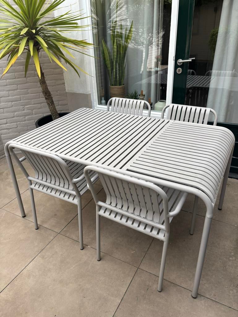 Moderne Tuinset Fonq/Hay - Aluminium Grijs, Tuin en Terras, Tuinsets en Loungesets, Ophalen, 4 zitplaatsen, Gebruikt, Eettafel
