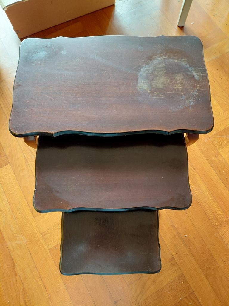 Houten bijzettafels, set van 3, Queen Ann, Antiek en Kunst, Antiek | Meubels | Tafels, Ophalen