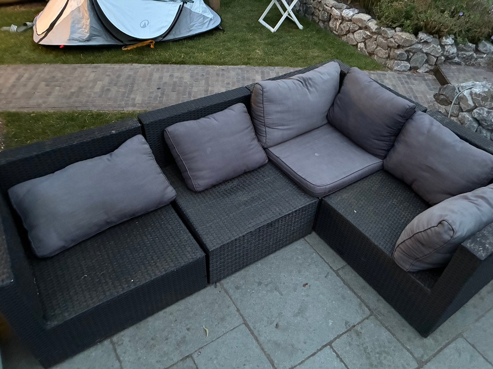 Wicker loungebank, Tuin en Terras, Tuinsets en Loungesets, Ophalen, Zo goed als nieuw, Wicker, 2 zitplaatsen