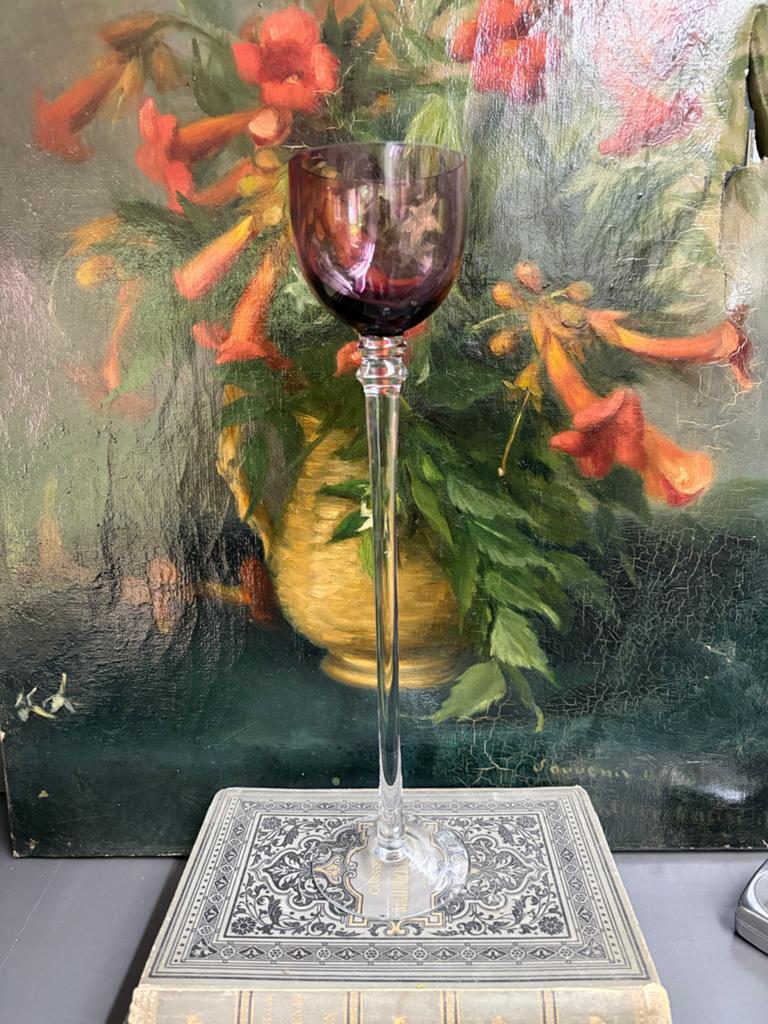 Antiek Amethist Glazen Wijnglas met Lange Steel, Antiek en Kunst, Antiek | Glas en Kristal, Ophalen