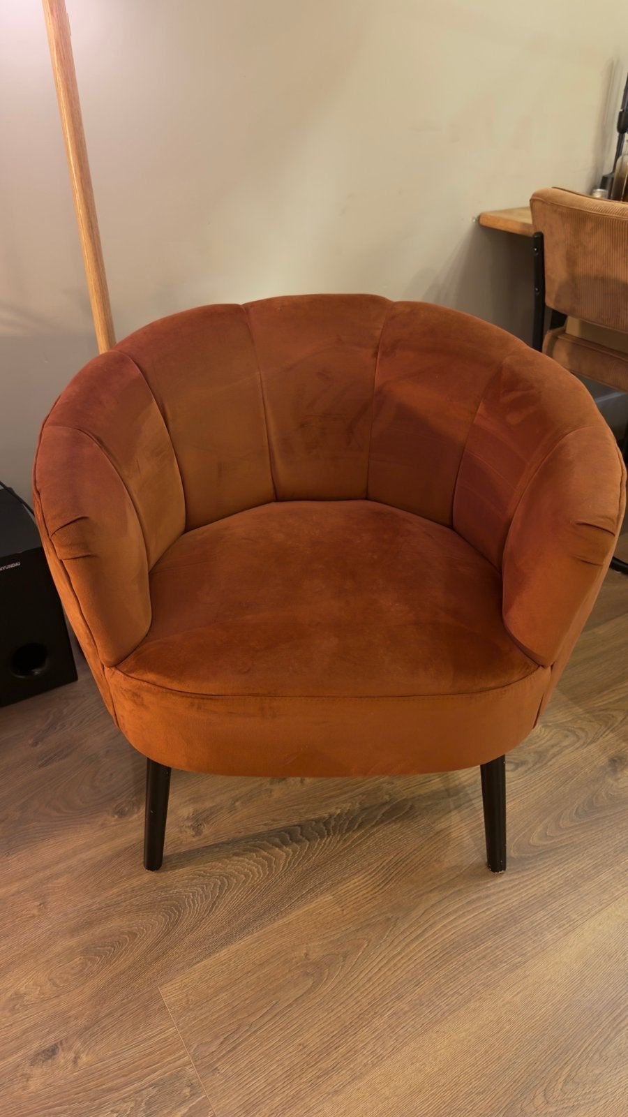Comfortabele terracotta fauteuil - Zo goed als nieuw, Minder dan 50 cm, Minder dan 75 cm, Ophalen of Verzenden, Zo goed als nieuw