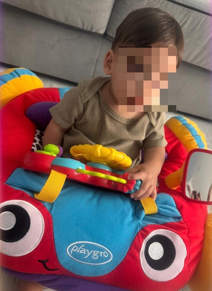 Playgro Comfy Car - Pluchen zitkussen, Ophalen, Zo goed als nieuw, Auto, Met geluid