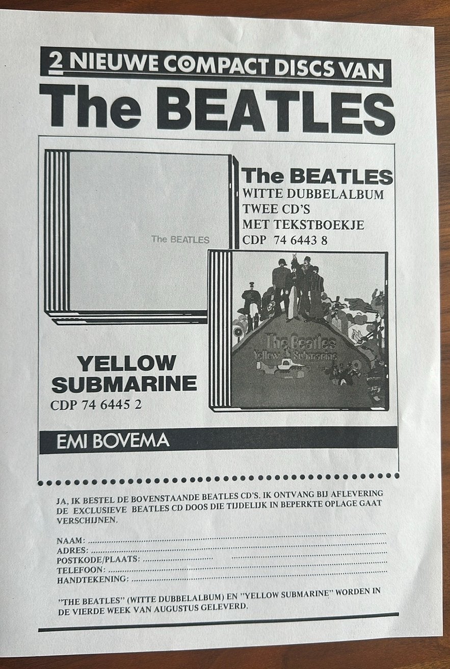 The Beatles bestelformulier (4 x ), Ophalen of Verzenden, Boek, Tijdschrift of Artikel