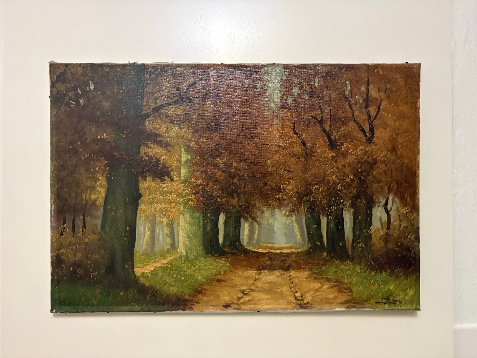 Schilderij Adrianus Marinus Broekman - Herfstbos, Doek, Realistisch, Ophalen of Verzenden, Gesigneerd