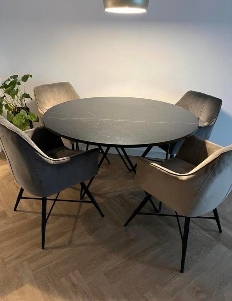 Eettafel marmer €180, Ophalen, Overige materialen, Rond, Marmer