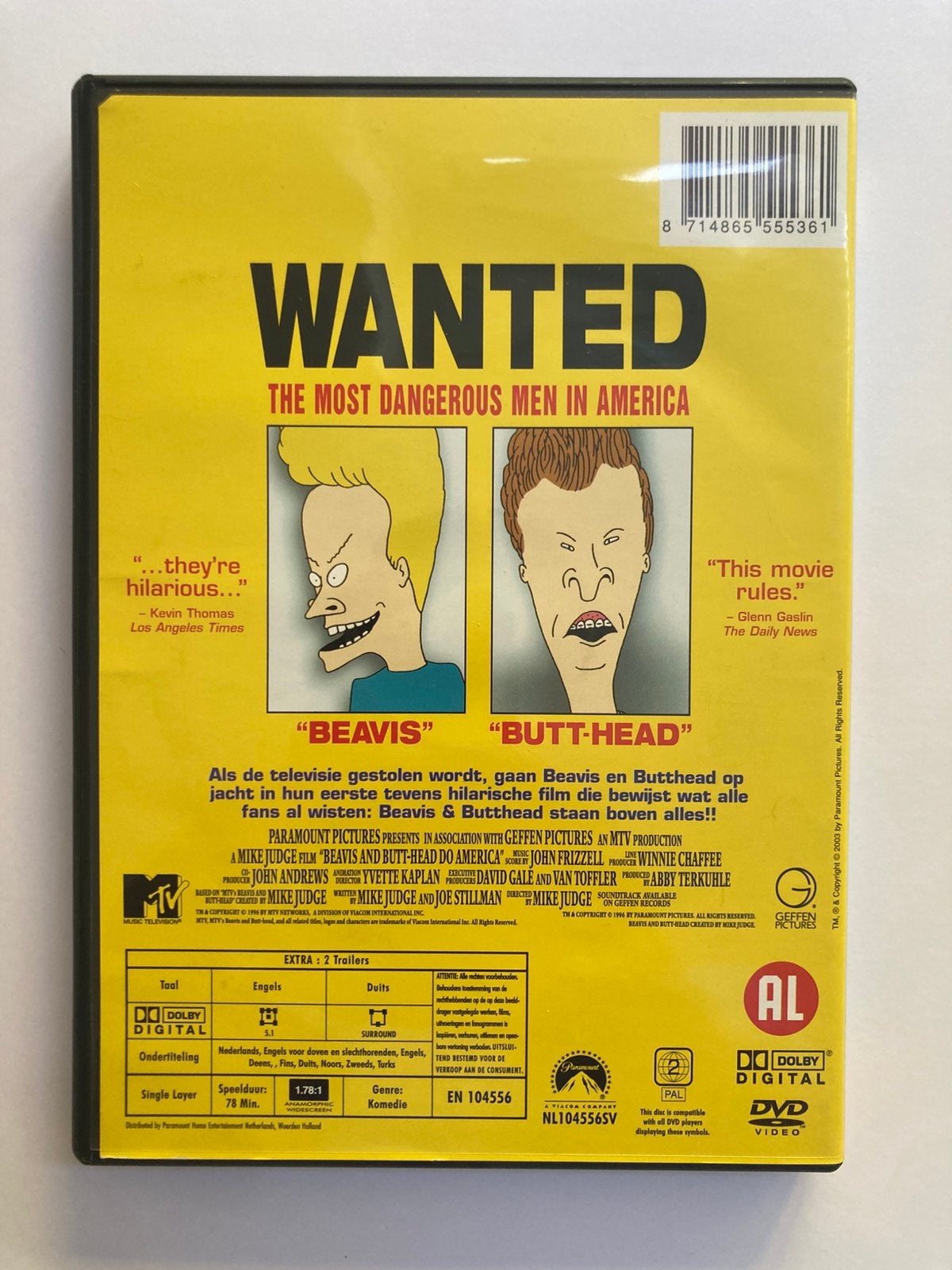 Beavis and Butt-Head Do America, 1996 / DVD / MTV Animation, Engels, Tekenfilm, Amerikaans, Nederlands