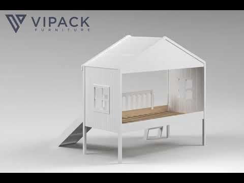 Huisbed met ladder en glijbaan - 90x200 - Wit, Niet ingevuld, Niet ingevuld, Niet ingevuld