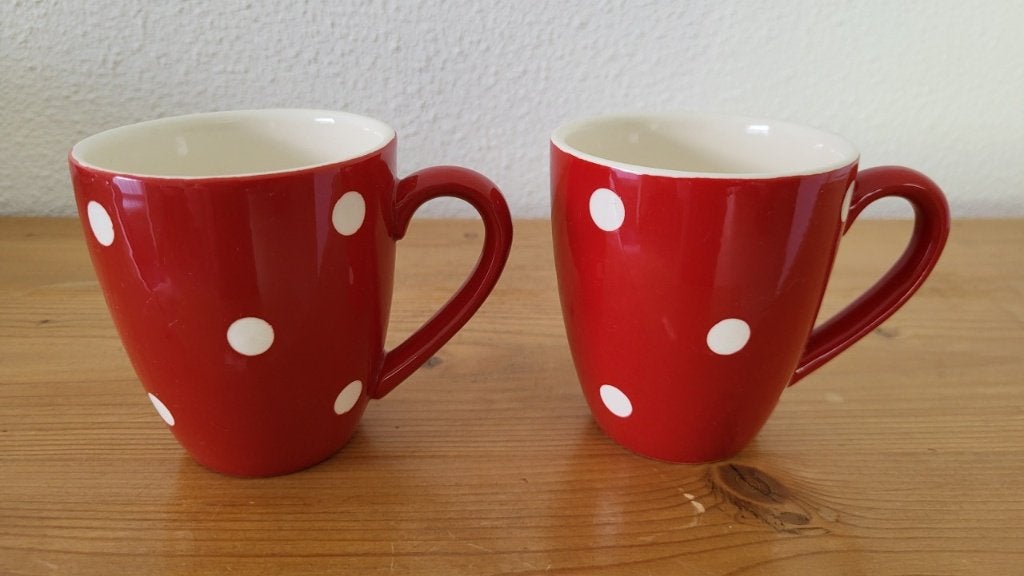 Set van 2 polkadot koffie mokjes, Ophalen, Overige typen, Zo goed als nieuw, Overige stijlen