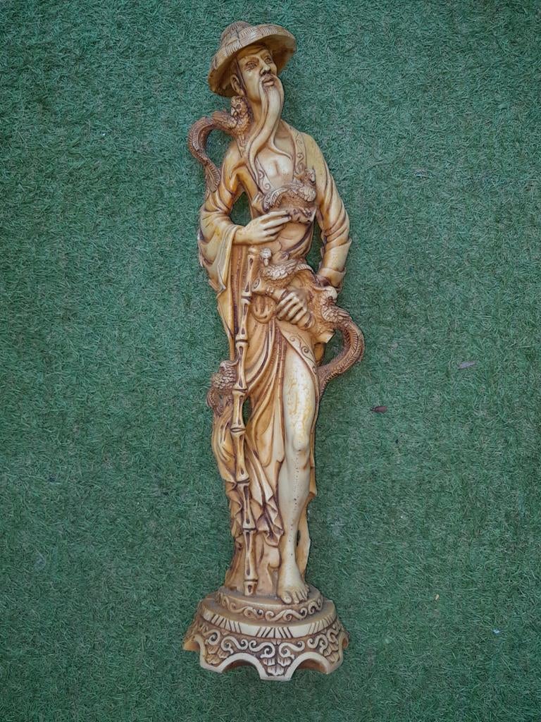 Polysteen beeld Chinese man, Gebruikt, Beige, Ophalen of Verzenden, Oosters