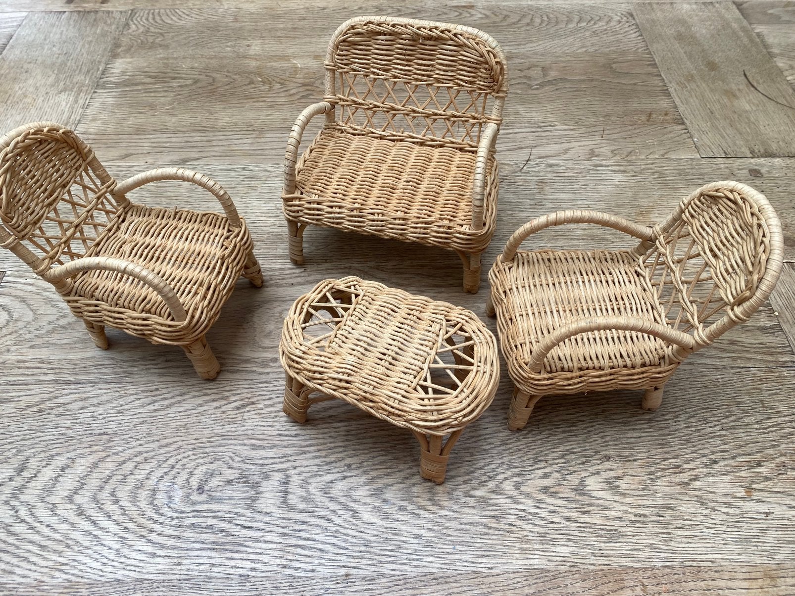 Rotan zitkamerset 4-delig, Ophalen of Verzenden, Zo goed als nieuw, Poppenhuis