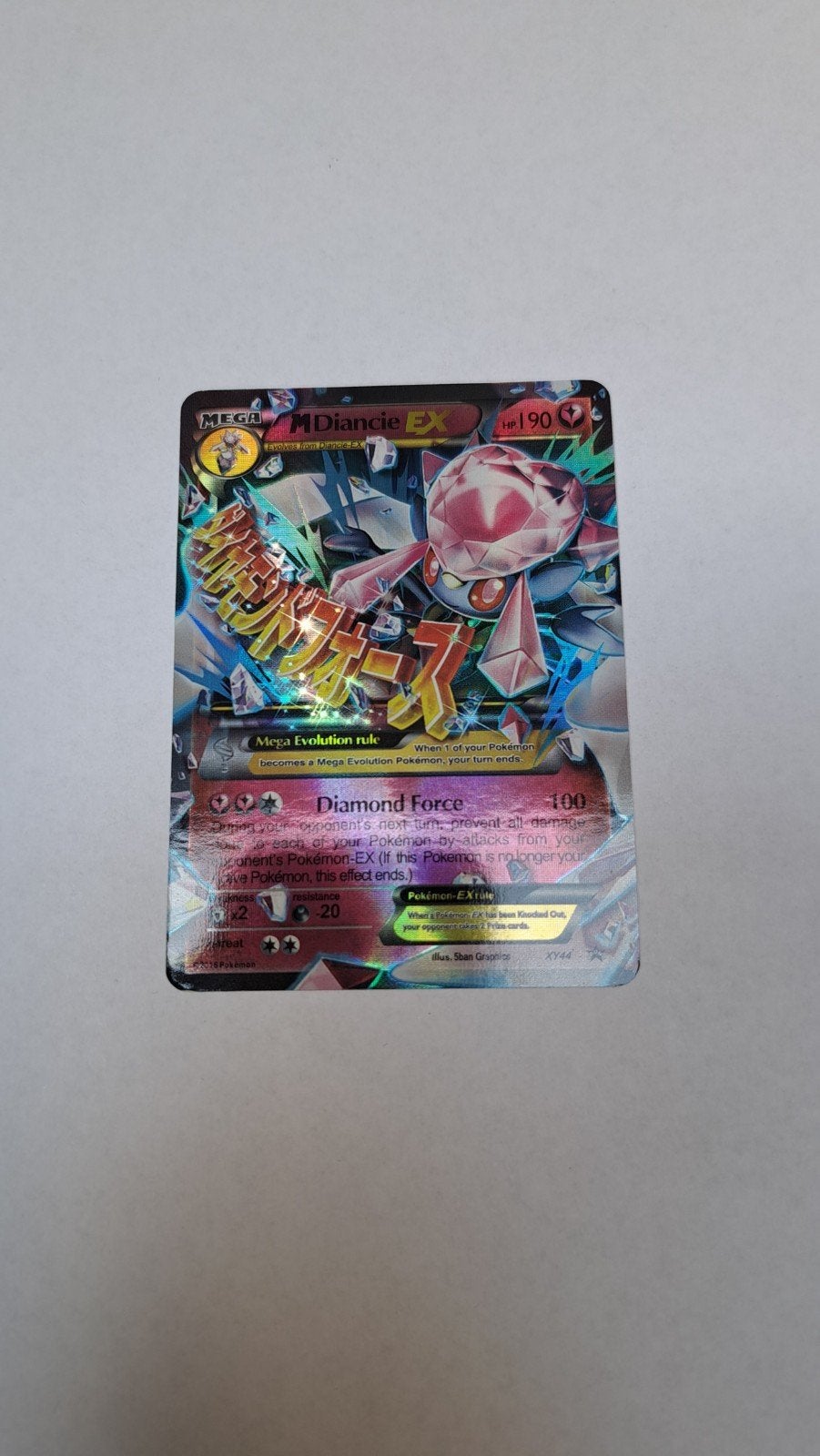 Mega M Diancie EX Pokémon Kaart XY44 Foil, Ophalen of Verzenden, Gebruikt, Losse kaart, Foil