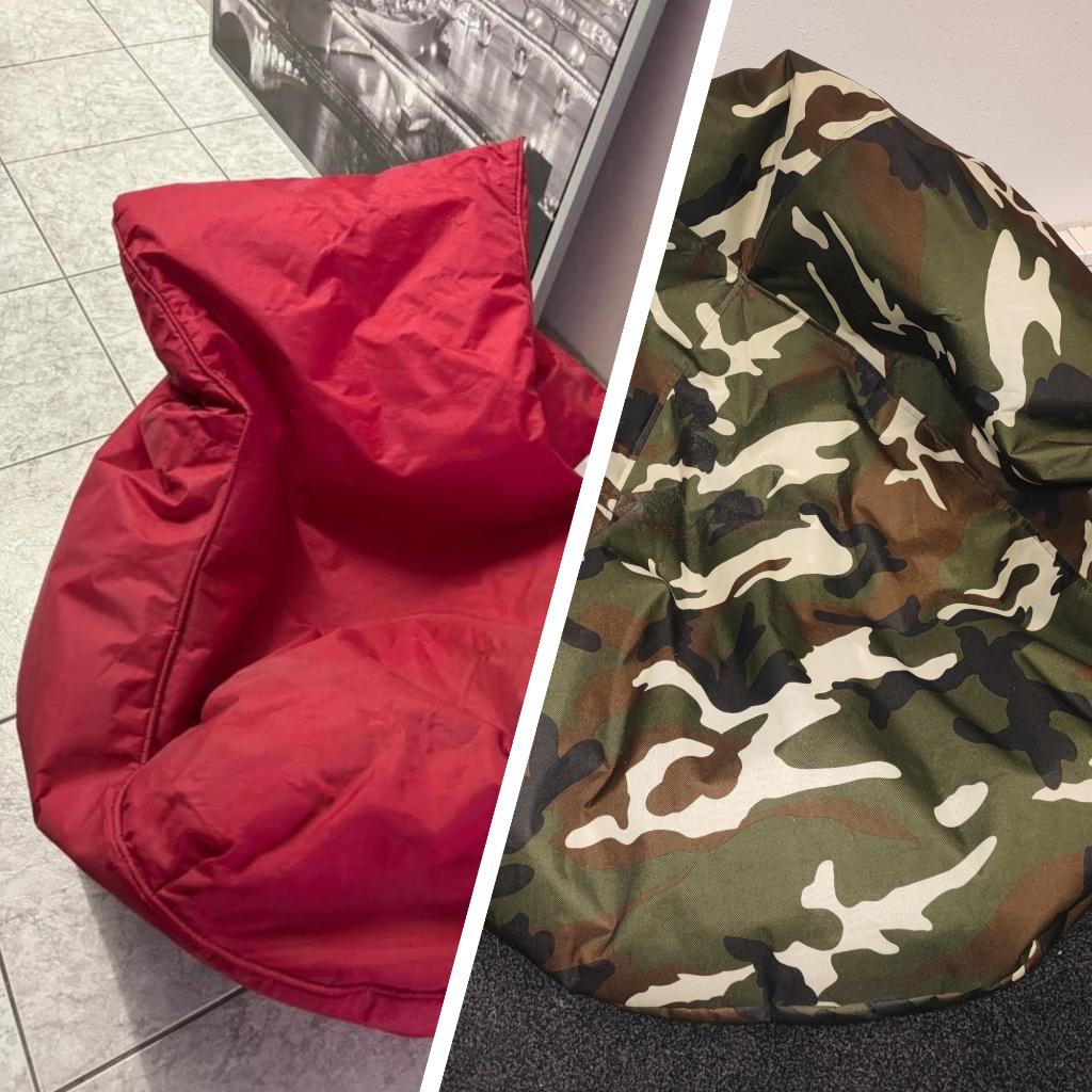 2 zitzakken – camouflage en rood, Ophalen, Rood
