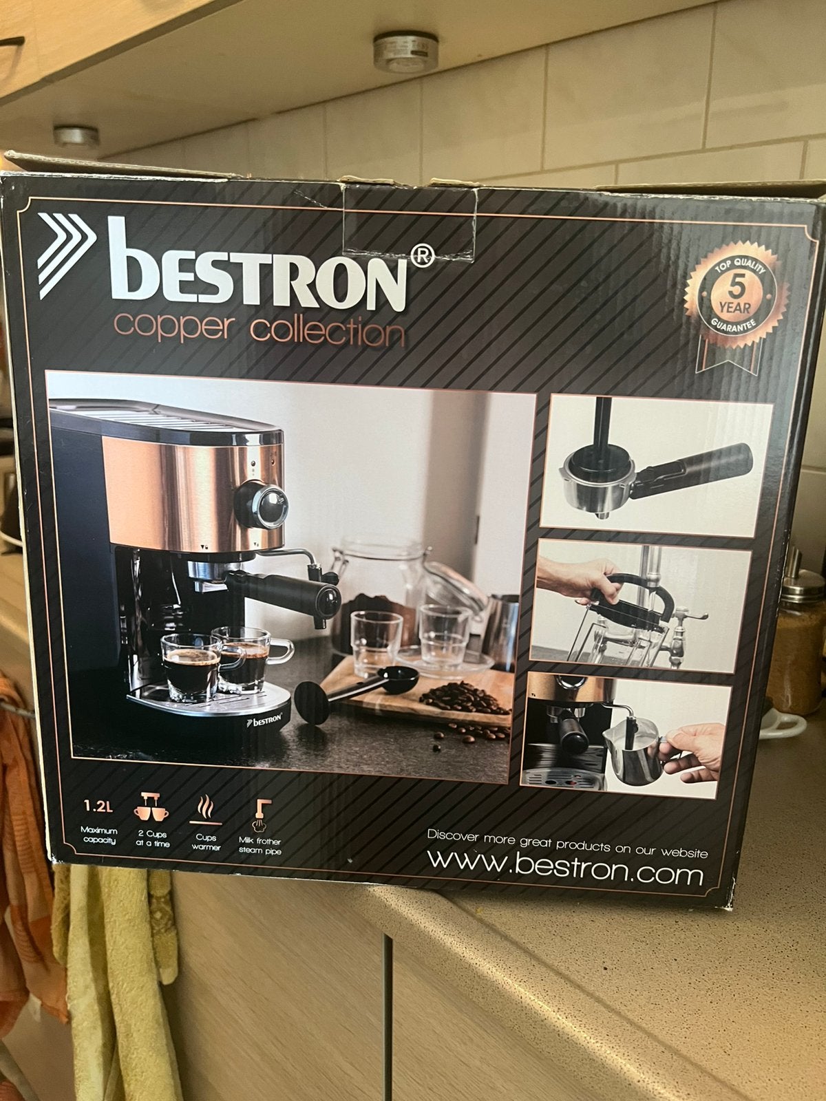 Bestron espresso machine Copper, Witgoed en Apparatuur, Ophalen, Zo goed als nieuw, Espresso apparaat