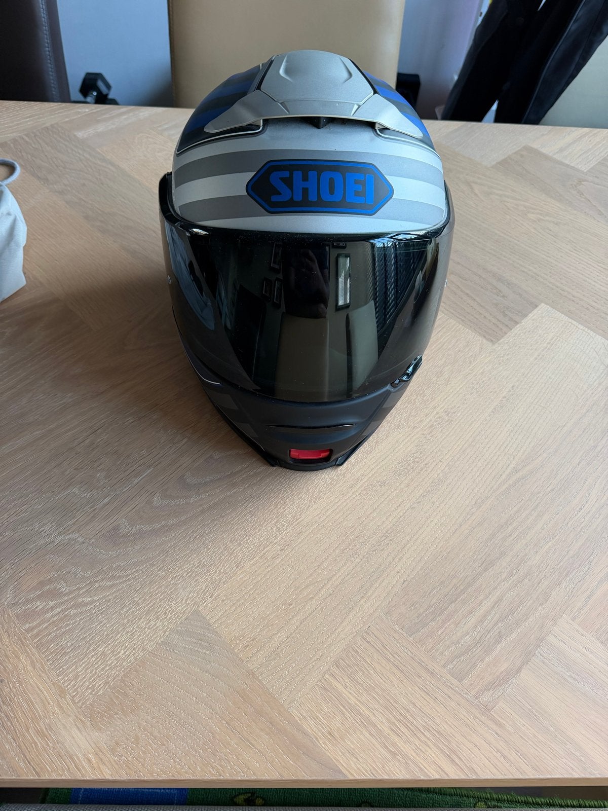 Shoei Neotec II  splicer Systeemhelm - Zwart/Blauw/Grijs, Motoren, Ophalen, M, Systeemhelm, Heren