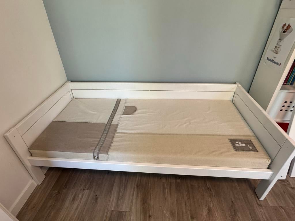 Lifetime (half)hoogslaper wit met lattenbodem en extra’s, Ophalen, Verstelbaar, 90 cm, Eenpersoons
