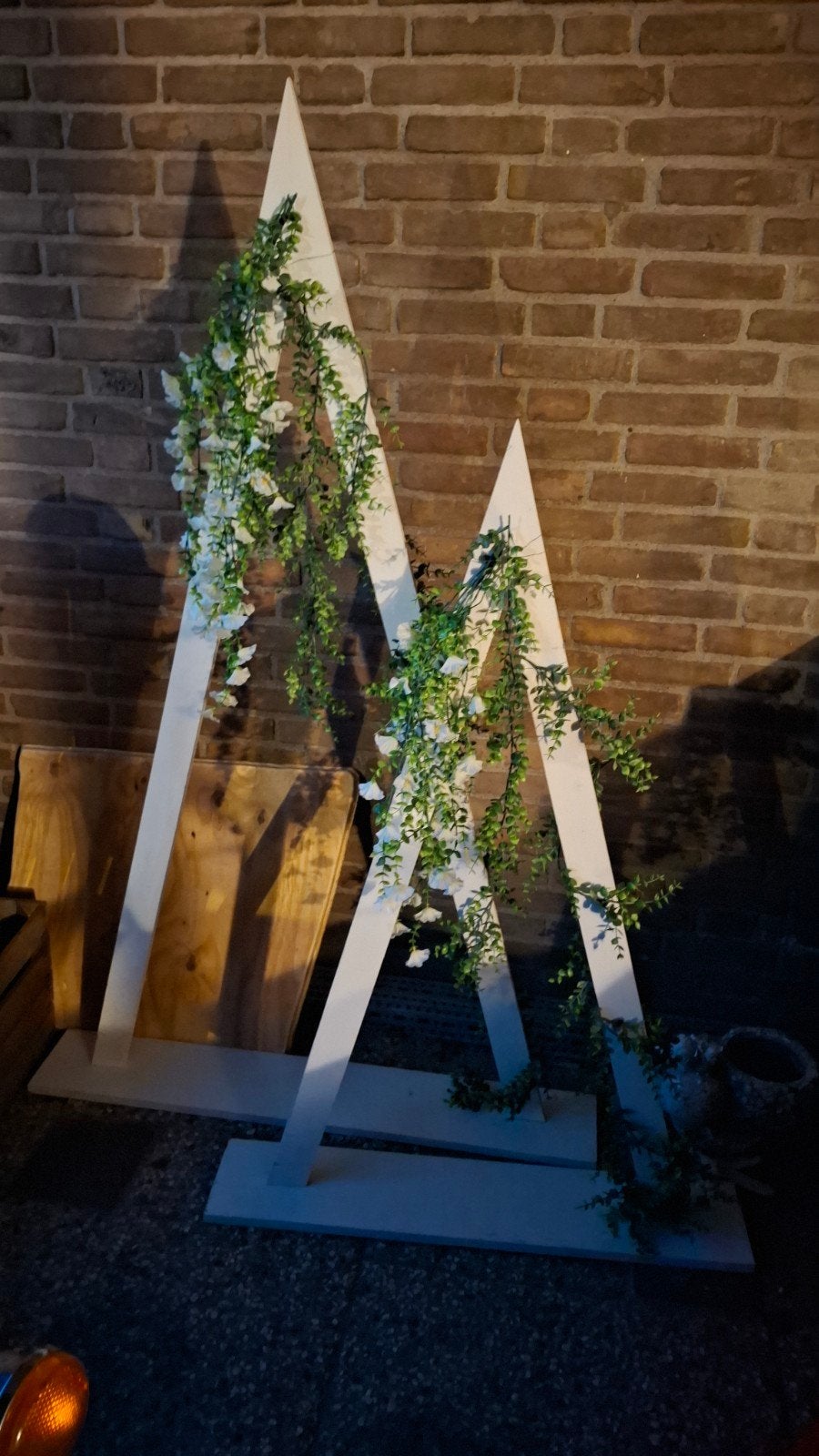 Trouwbogen/Backdrop driehoek incl kunstbloemen, Kleding | Dames, Ophalen, Zo goed als nieuw, Wit, Accessoires