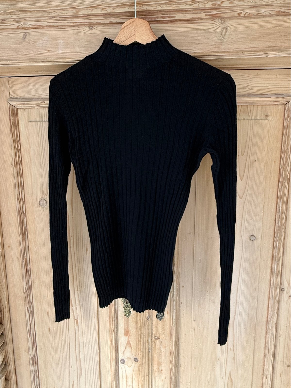FUB Merino wollen coltrui met rib patroon, zwart, maat S, Ophalen of Verzenden, Maat 36 (S), Zwart