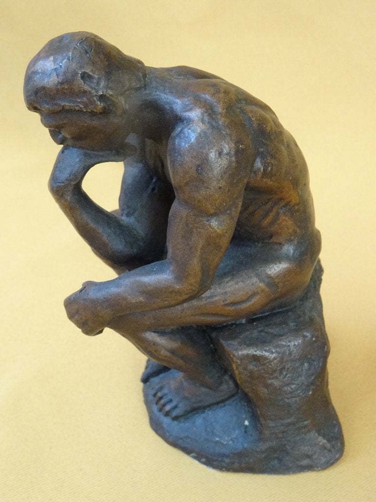 Brons beeldje De denker van Rodin bronzen beeld Le Penseur, Ophalen of Verzenden, Zo goed als nieuw, Mens