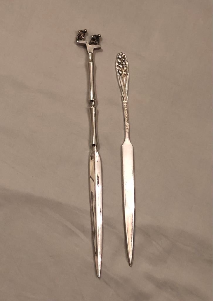 Vintage Verzilverde Briefopeners Set (2 stuks) Sola 100, Ophalen of Verzenden, Zilver