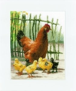 Borduurpakket kip met kuikens pn0144572, ., Nieuw, Ophalen of Verzenden, .