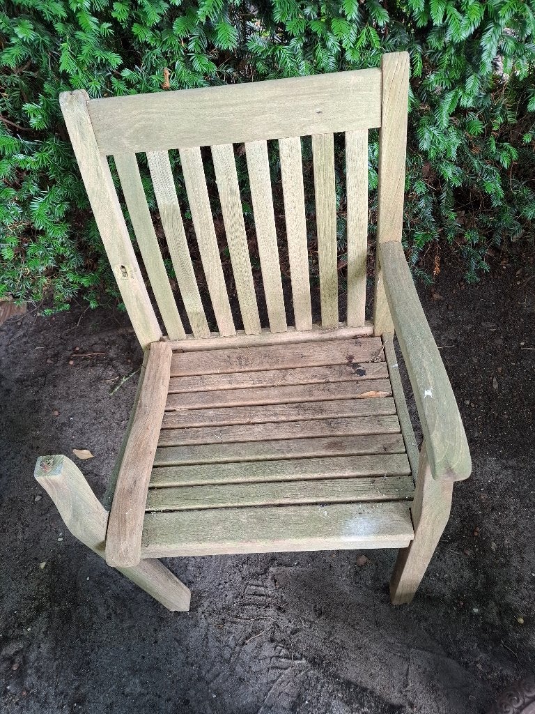 Teak houten tuinstoel, Ophalen, Gebruikt, Teakhout