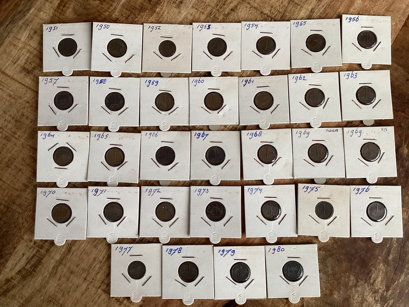 JULIANA. SERIE. 1 CENT  GULDENTIJD VAN. 1950  TOT 1980, Postzegels en Munten, Ophalen, Koningin Juliana