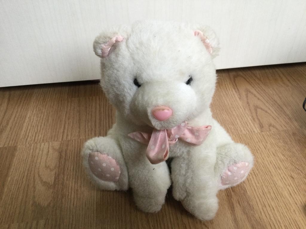 Schattige katten knuffel wit met roze, Ophalen of Verzenden, Zo goed als nieuw, Wit, Kat